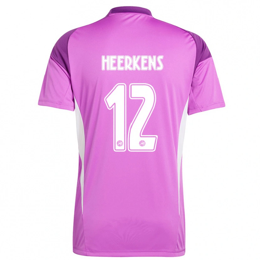Danxen Niño Camiseta Joeri Heerkens #12 Morado Claro Blanco Portero Equipación 2025/26 La Camisa
