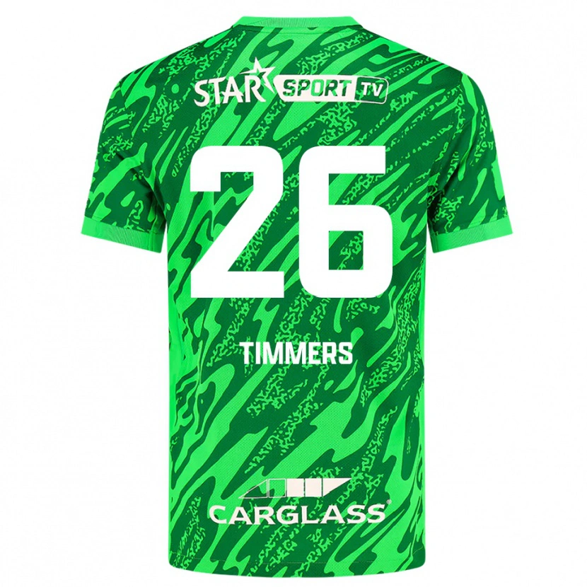 Danxen Niño Camiseta Sebastiaan Timmers #26 Verde Oscuro Blanco Portero Equipación 2025/26 La Camisa
