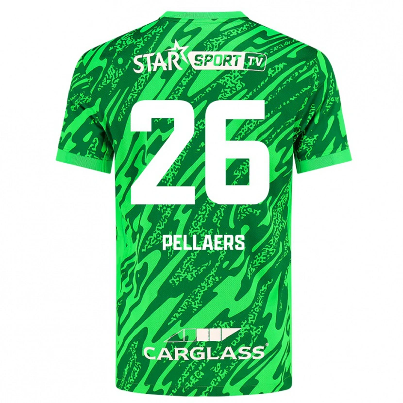 Danxen Niño Camiseta Amanuel Pellaers #26 Verde Oscuro Blanco Portero Equipación 2025/26 La Camisa