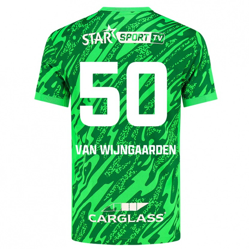 Danxen Niño Camiseta Maren Van Wijngaarden #50 Verde Oscuro Blanco Portero Equipación 2025/26 La Camisa