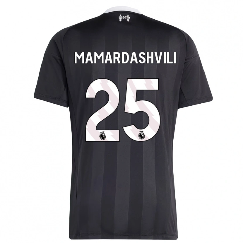 Danxen Niño Camiseta Giorgi Mamardashvili #25 Blanco Negro Portero Equipación 2025/26 La Camisa
