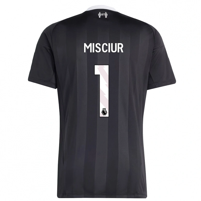 Danxen Niño Camiseta Kornel Misciur #1 Blanco Negro Portero Equipación 2025/26 La Camisa