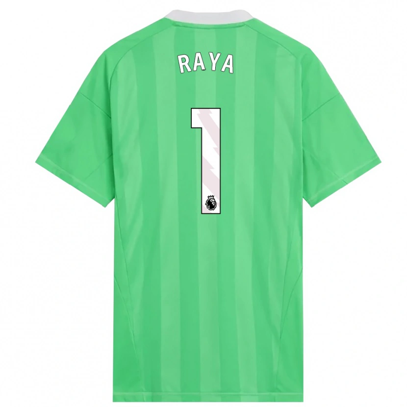 Danxen Niño Camiseta David Raya #1 Verde Claro Blanco Portero Equipación 2025/26 La Camisa