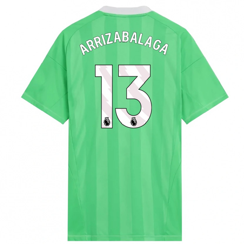 Danxen Niño Camiseta Kepa Arrizabalaga #13 Verde Claro Blanco Portero Equipación 2025/26 La Camisa