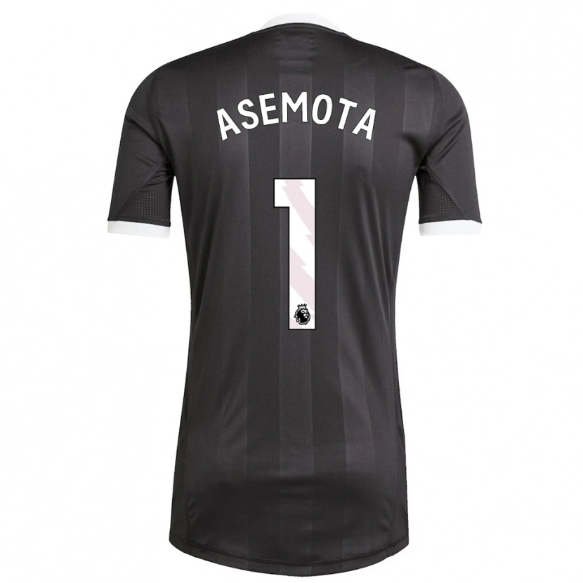 Danxen Niño Camiseta Owen Asemota #1 Blanco Negro Portero Equipación 2025/26 La Camisa