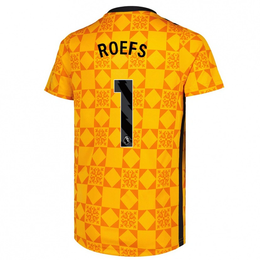Danxen Niño Camiseta Robin Roefs #1 Amarillo Negro Portero Equipación 2025/26 La Camisa