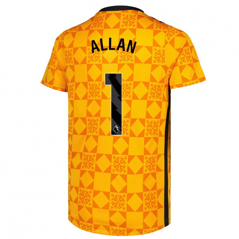 Danxen Niño Camiseta Isaac Allan #1 Amarillo Negro Portero Equipación 2025/26 La Camisa