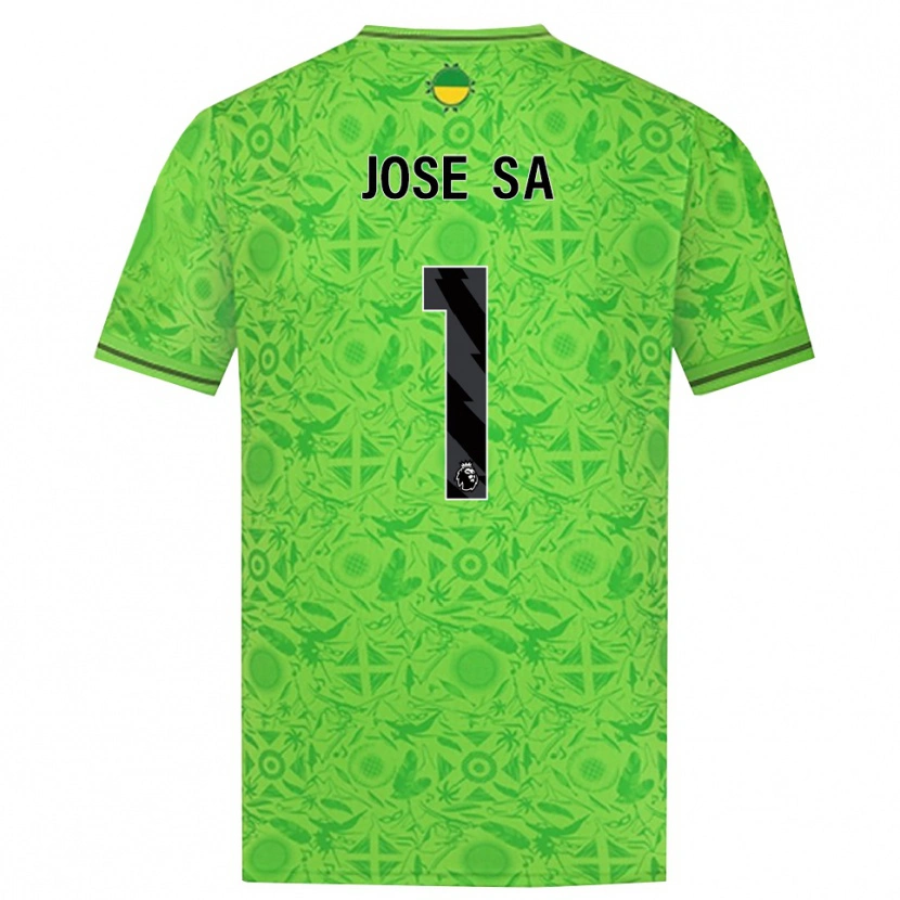 Danxen Niño Camiseta José Sá #1 Verde Negro Portero Equipación 2025/26 La Camisa