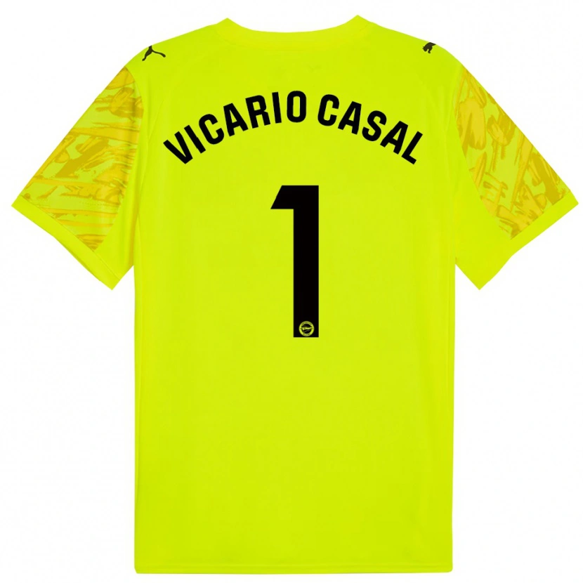 Danxen Niño Camiseta Jimena Vicario Casal #1 Amarillo Negro Portero Equipación 2025/26 La Camisa