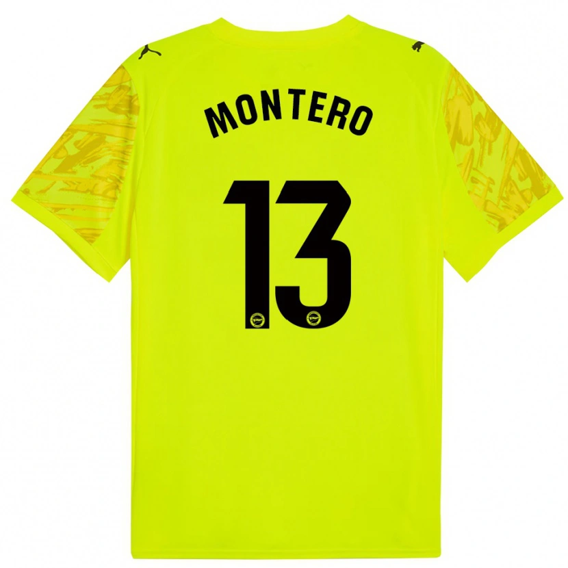 Danxen Niño Camiseta Rubén Montero #13 Amarillo Negro Portero Equipación 2025/26 La Camisa