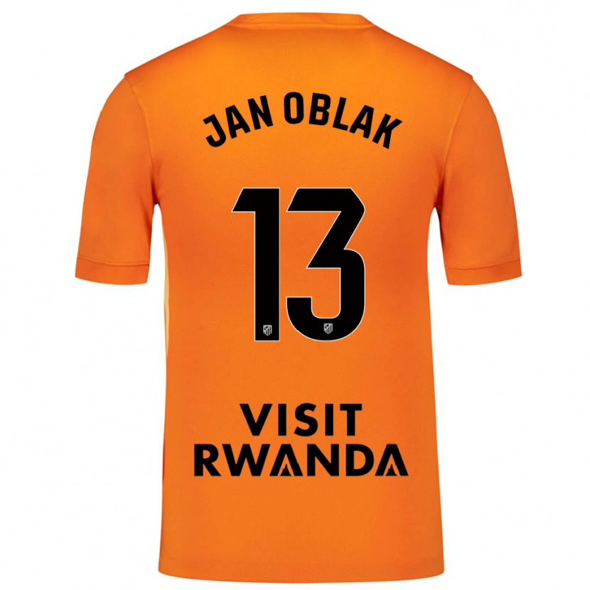 Danxen Niño Camiseta Jan Oblak #13 Naranja Negro Portero Equipación 2025/26 La Camisa