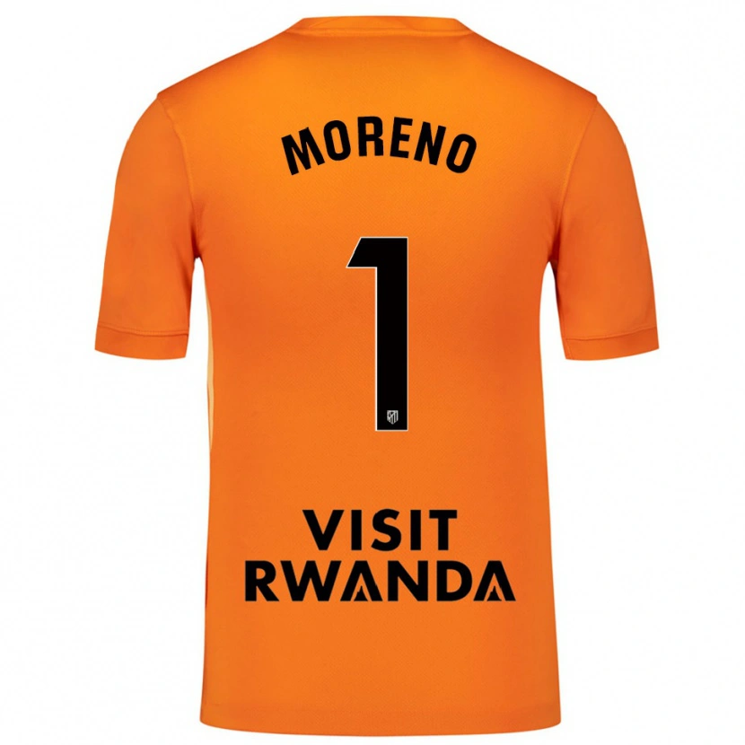 Danxen Niño Camiseta Álvaro Moreno #1 Naranja Negro Portero Equipación 2025/26 La Camisa