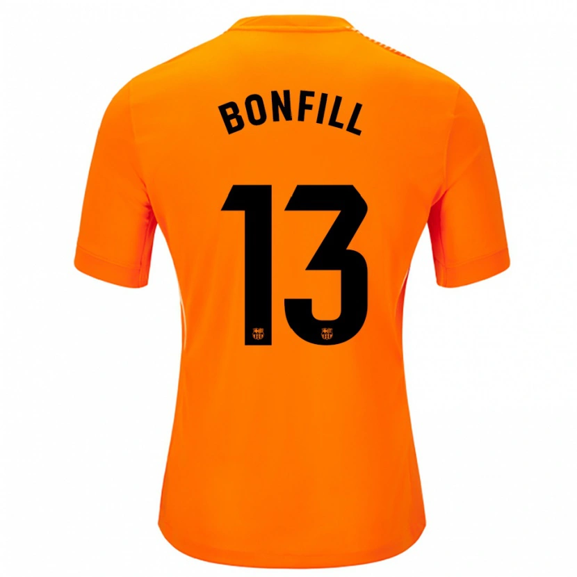 Danxen Niño Camiseta Max Bonfill #13 Naranja Negro Portero Equipación 2025/26 La Camisa