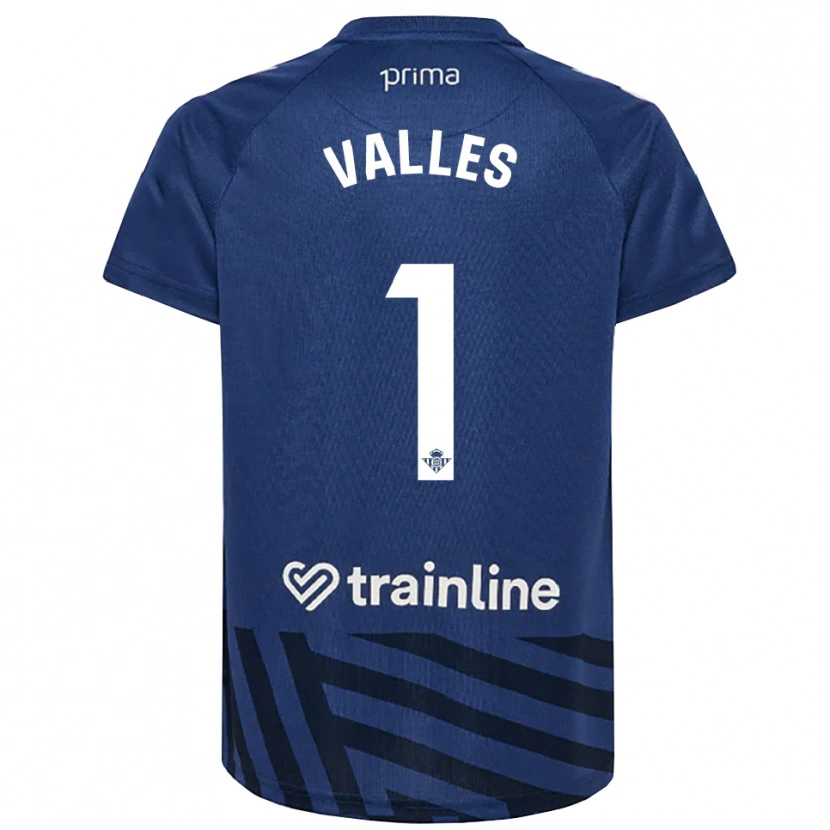 Danxen Niño Camiseta Álvaro Valles #1 Azul Real Blanco Portero Equipación 2025/26 La Camisa