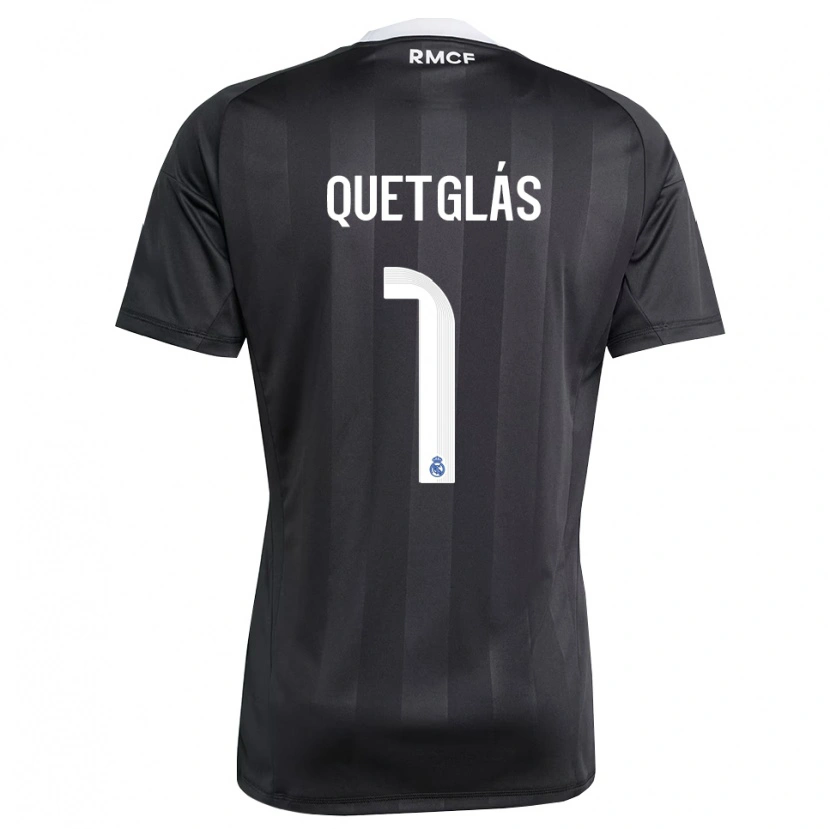 Danxen Niño Camiseta Ferran Quetglás #1 Negro Blanco Portero Equipación 2025/26 La Camisa