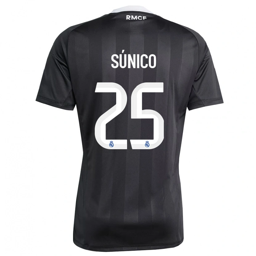 Danxen Niño Camiseta Guille Súnico #25 Negro Blanco Portero Equipación 2025/26 La Camisa