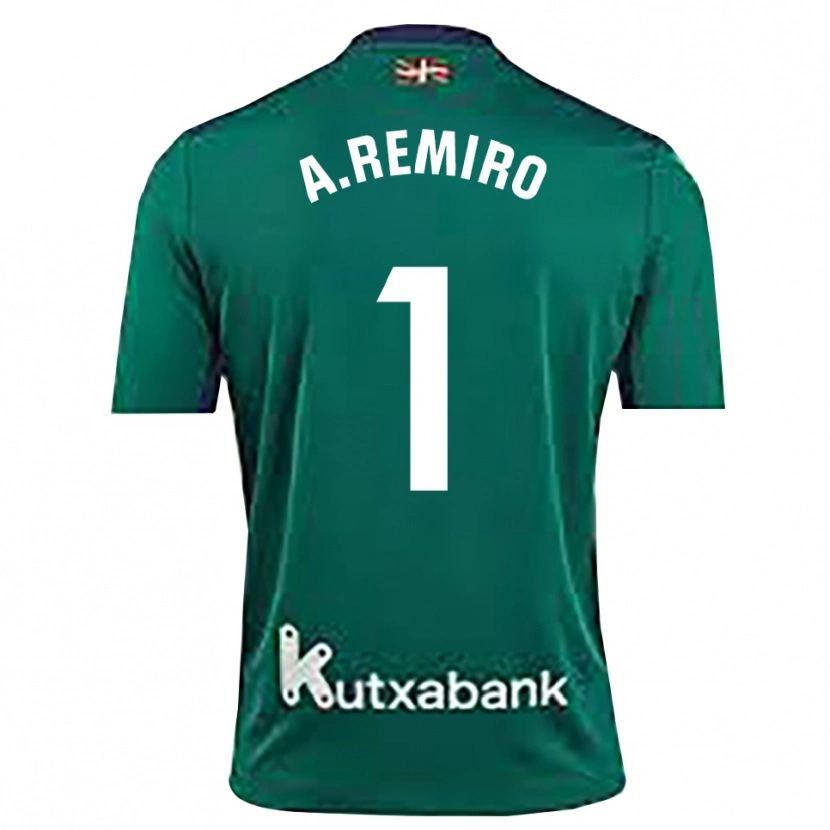Danxen Niño Camiseta Álex Remiro #1 Azul Marino Verde Portero Equipación 2025/26 La Camisa