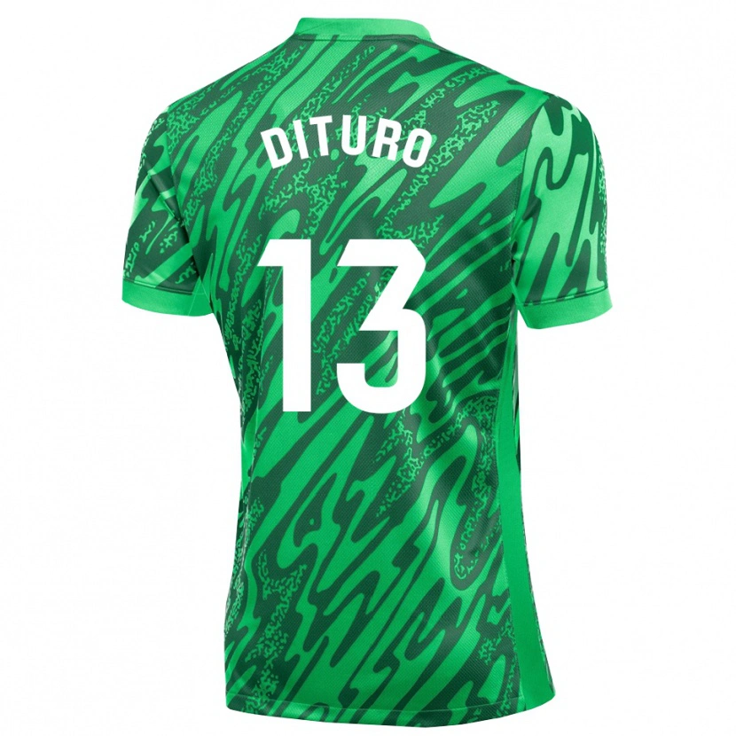 Danxen Niño Camiseta Matías Dituro #13 Verde Oscuro Blanco Portero Equipación 2025/26 La Camisa