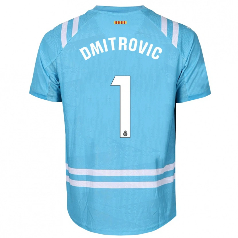 Danxen Niño Camiseta Marko Dmitrovic #1 Blanco Azul Claro Portero Equipación 2025/26 La Camisa