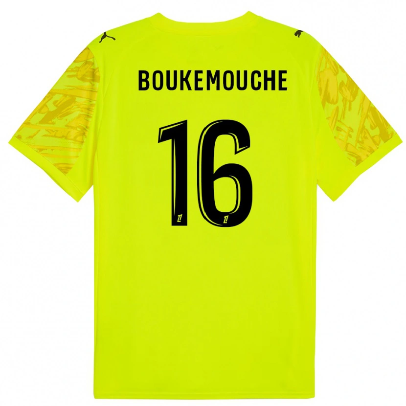 Danxen Niño Camiseta Amine Boukemouche #16 Verde Fluorescente Negro Portero Equipación 2025/26 La Camisa