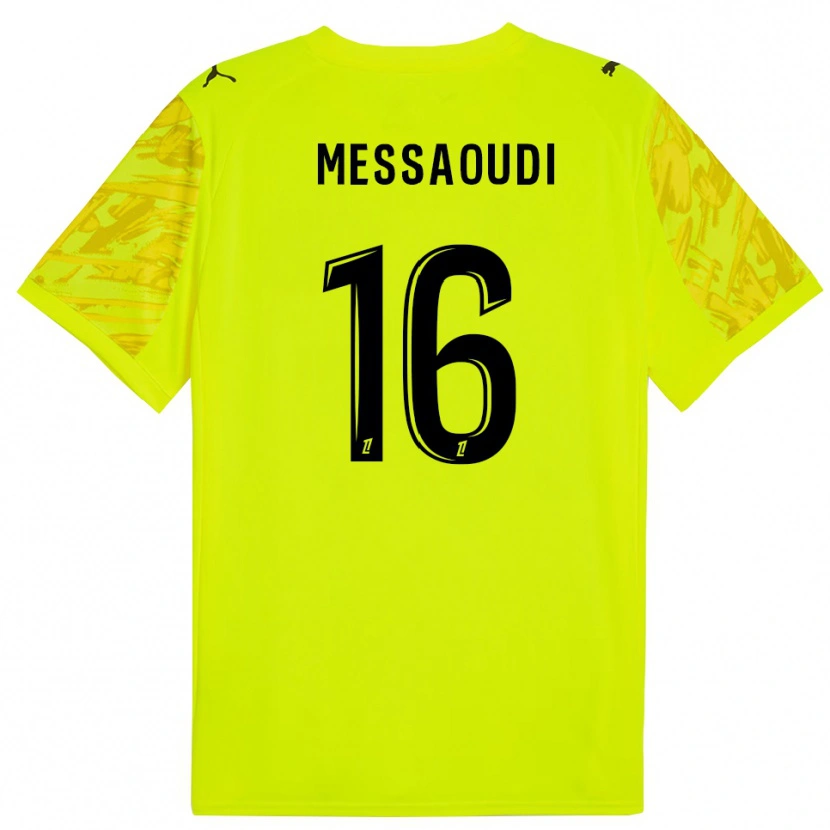 Danxen Niño Camiseta Fedwan Messaoudi #16 Verde Fluorescente Negro Portero Equipación 2025/26 La Camisa