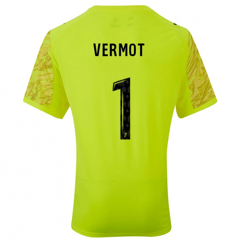 Danxen Niño Camiseta Théo Vermot #1 Verde Fluorescente Negro Portero Equipación 2025/26 La Camisa
