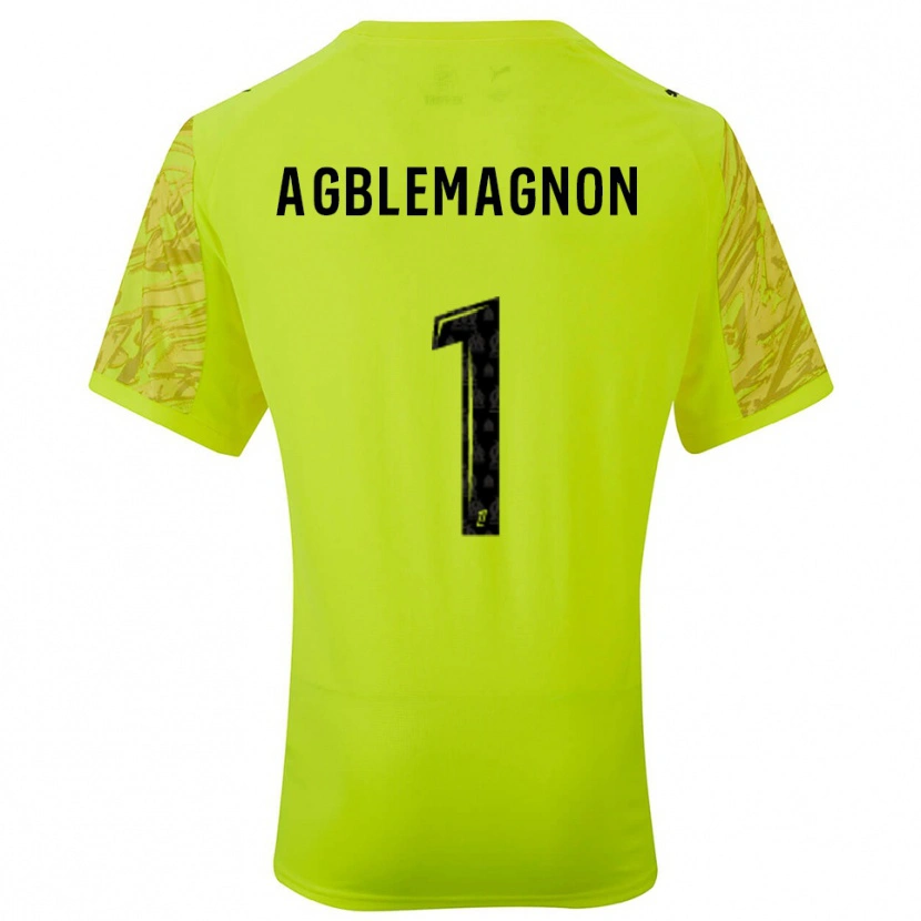 Danxen Niño Camiseta Jordan Agblemagnon #1 Verde Fluorescente Negro Portero Equipación 2025/26 La Camisa
