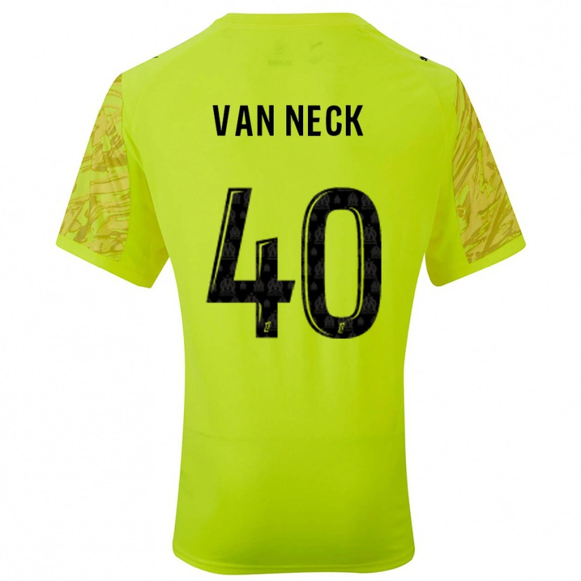 Danxen Niño Camiseta Jelle Van Neck #40 Verde Fluorescente Negro Portero Equipación 2025/26 La Camisa