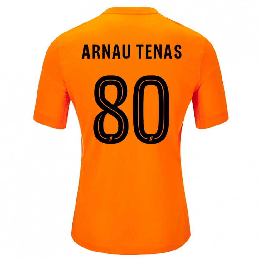 Danxen Niño Camiseta Arnau Tenas #80 Naranja Negro Portero Equipación 2025/26 La Camisa
