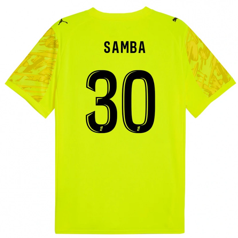 Danxen Niño Camiseta Brice Samba #30 Verde Fluorescente Amarillo Portero Equipación 2025/26 La Camisa