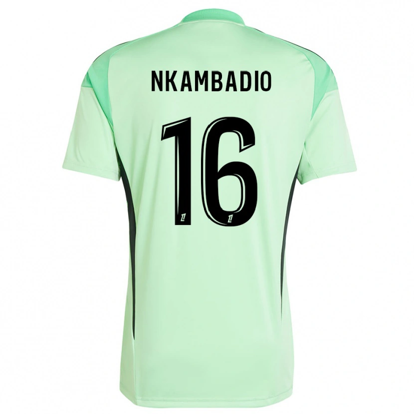 Danxen Niño Camiseta Obed Nkambadio #16 Verde Claro Negro Portero Equipación 2025/26 La Camisa