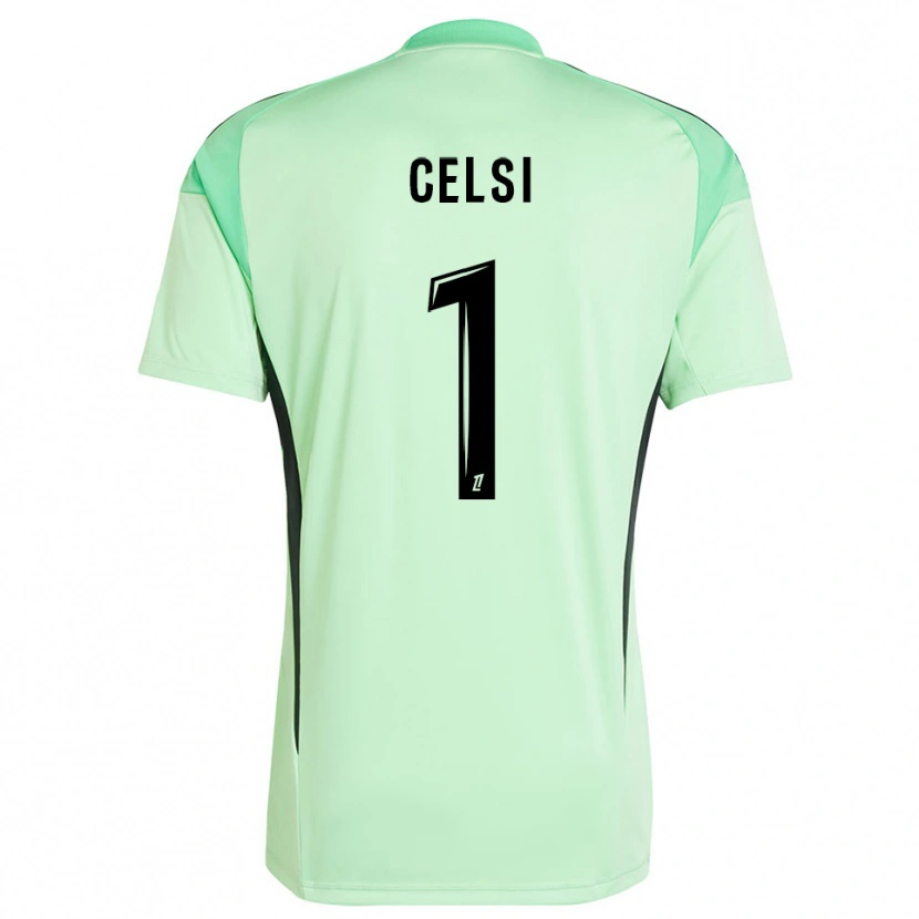 Danxen Niño Camiseta Rafael Celsi #1 Verde Claro Negro Portero Equipación 2025/26 La Camisa