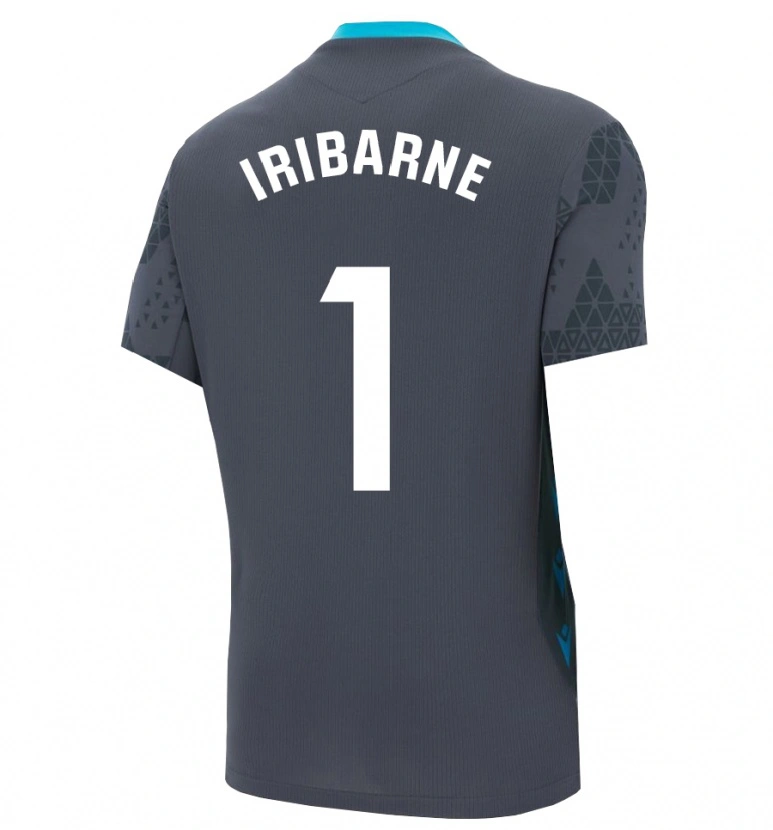 Danxen Niño Camiseta Bruno Iribarne #1 Gris Oscuro Negro Portero Equipación 2025/26 La Camisa