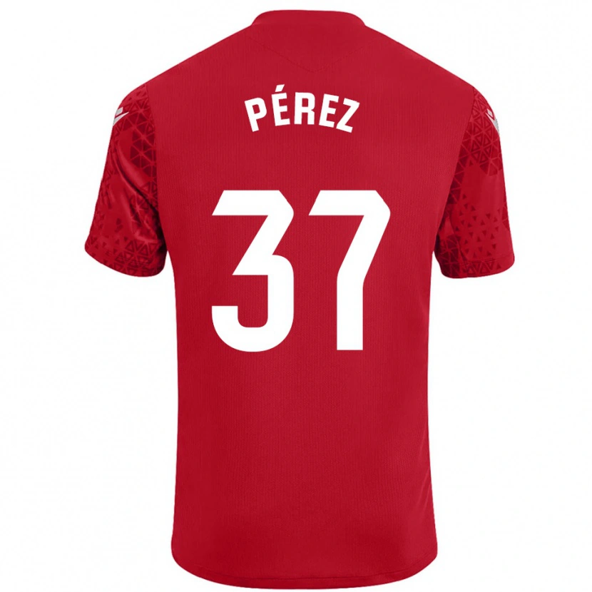 Danxen Niño Camiseta David Pérez #37 Rojo Blanco Portero Equipación 2025/26 La Camisa