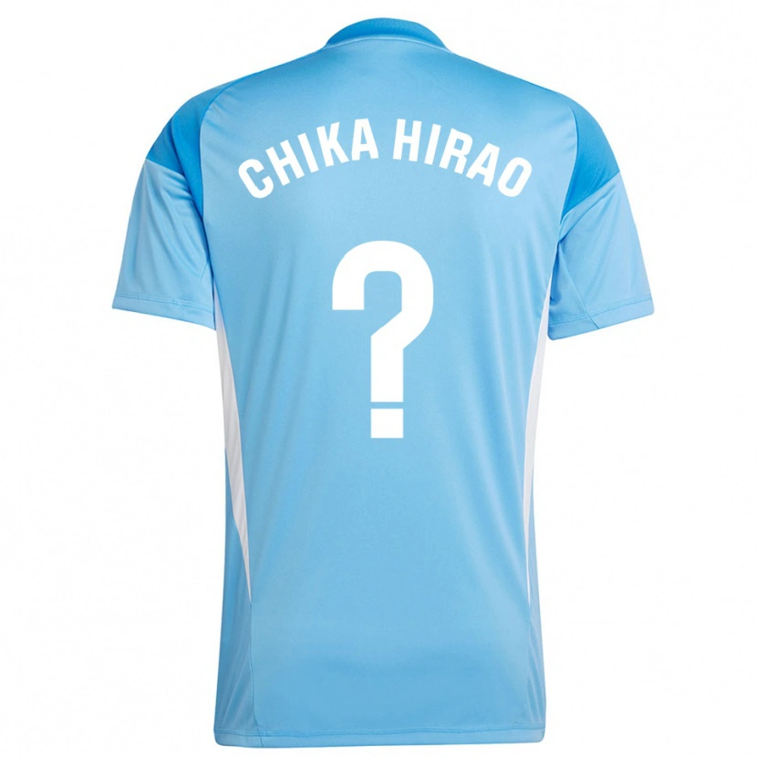Danxen Niño Camiseta Hirao Chika #0 Blanco Azul Cielo Portero Equipación 2025/26 La Camisa