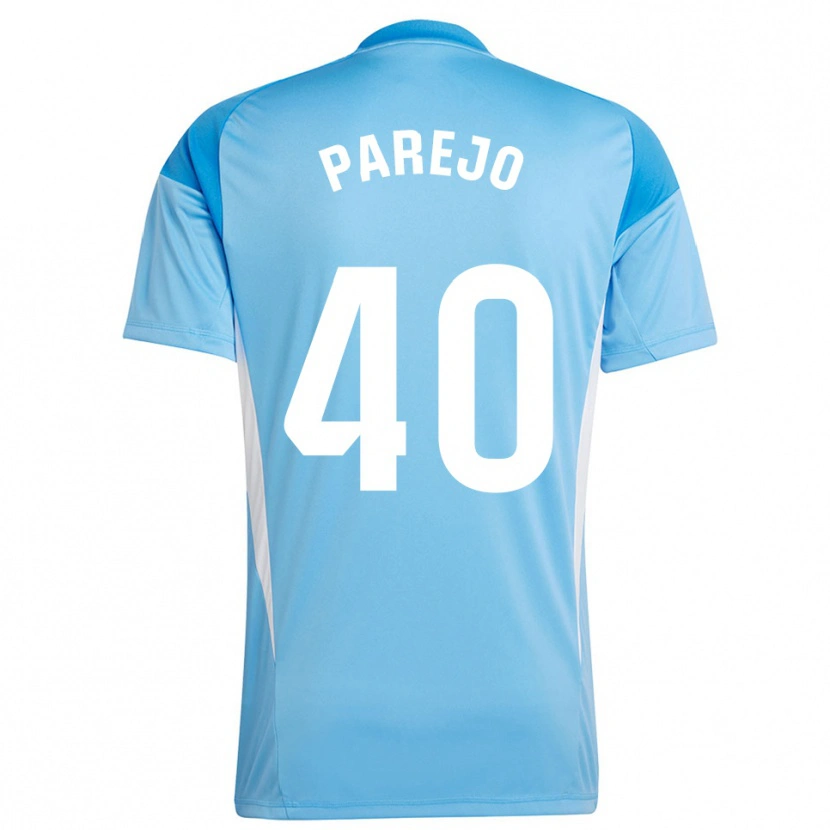 Danxen Niño Camiseta Jesús Parejo #40 Blanco Azul Cielo Portero Equipación 2025/26 La Camisa