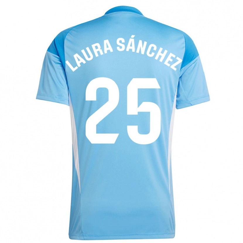 Danxen Niño Camiseta Laura Sánchez Comuñas #25 Blanco Azul Cielo Portero Equipación 2025/26 La Camisa