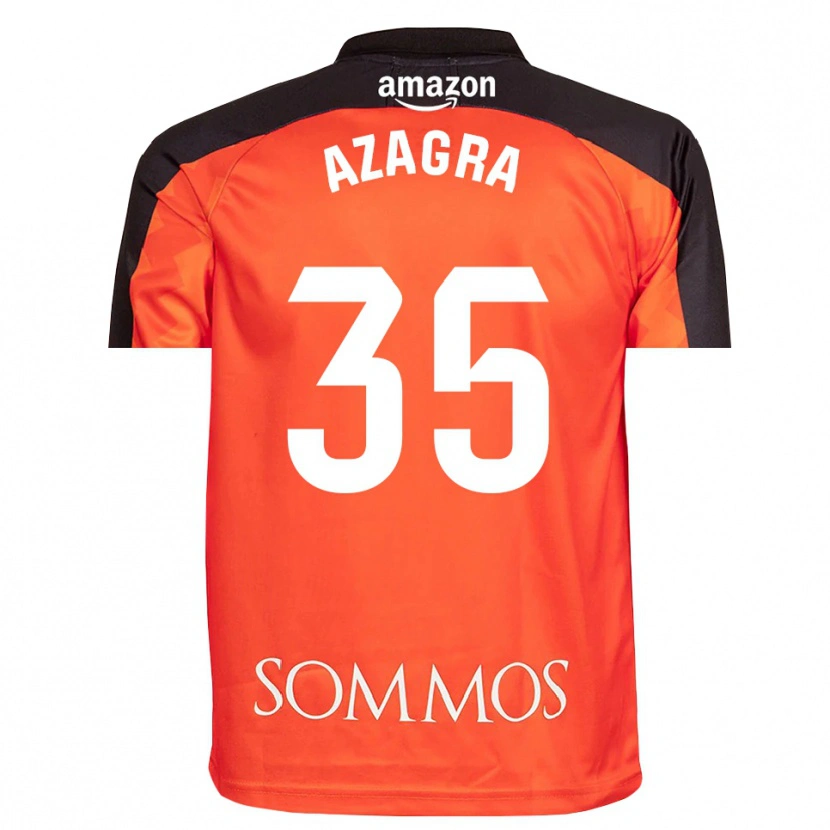 Danxen Niño Camiseta Nico Azagra #35 Naranja Negro Portero Equipación 2025/26 La Camisa