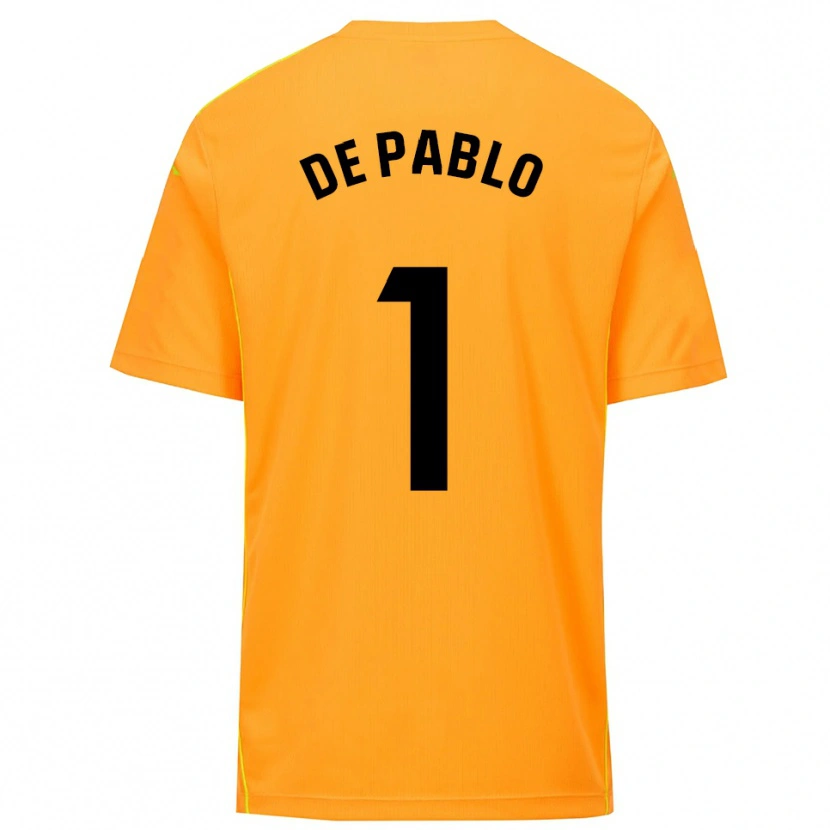 Danxen Niño Camiseta Álvaro de Pablo #1 Naranja Negro Portero Equipación 2025/26 La Camisa