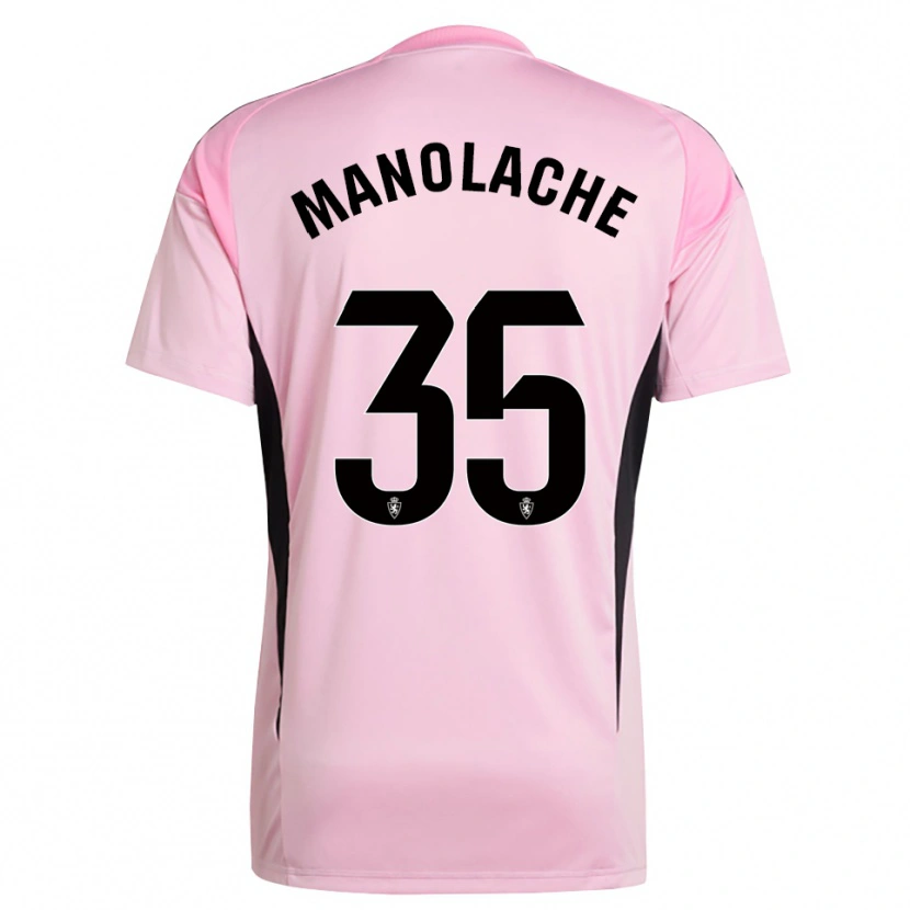 Danxen Niño Camiseta Marcos Manolache #35 Rosa Claro Negro Portero Equipación 2025/26 La Camisa