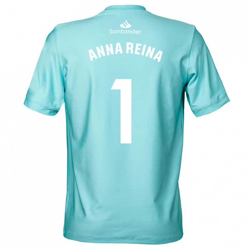 Danxen Niño Camiseta Anna Reina Toro #1 Blanco Cian Claro Portero Equipación 2025/26 La Camisa