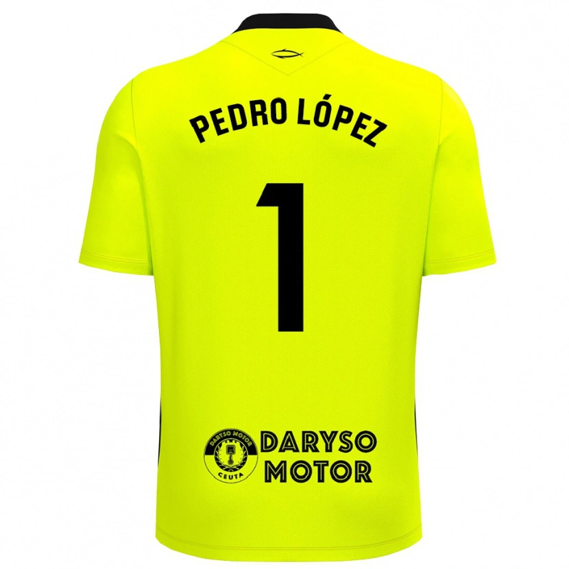 Danxen Niño Camiseta Pedro López #1 Negro Verde Amarillo Portero Equipación 2025/26 La Camisa
