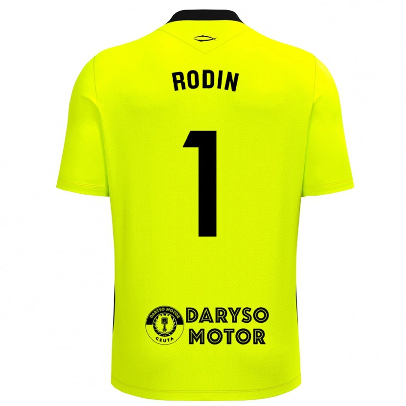 Danxen Niño Camiseta Antonio Rodin #1 Negro Verde Amarillo Portero Equipación 2025/26 La Camisa