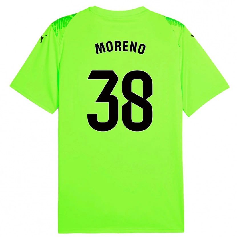 Danxen Niño Camiseta Gerard Moreno #38 Verde Césped Portero Equipación 2025/26 La Camisa