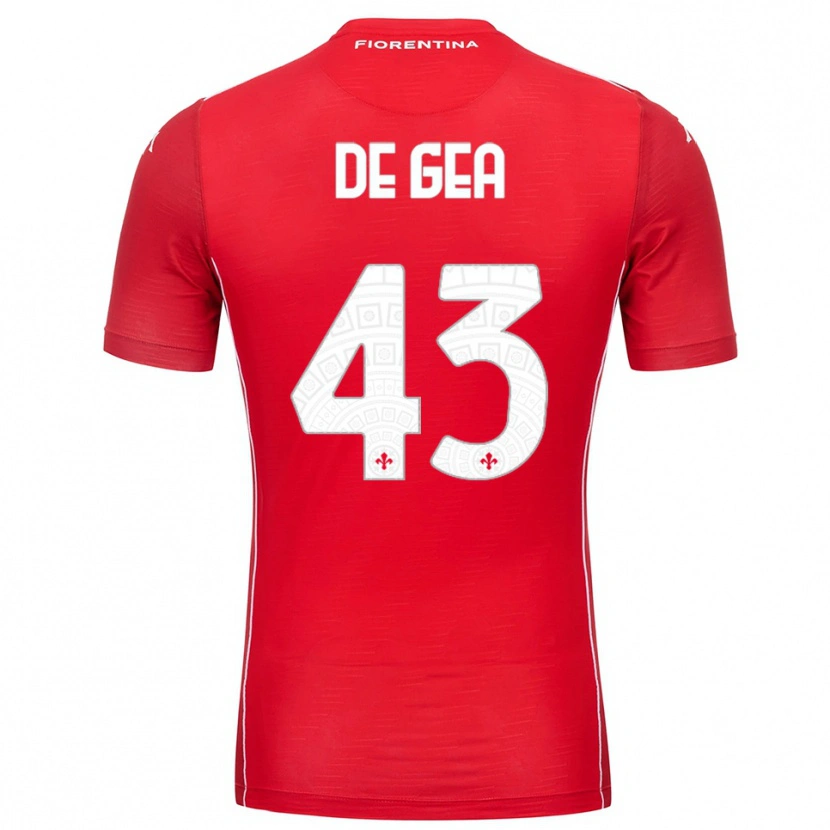 Danxen Niño Camiseta David de Gea #43 Rojo Blanco Portero Equipación 2025/26 La Camisa