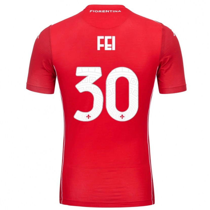 Danxen Niño Camiseta Gianmaria Fei #30 Rojo Blanco Portero Equipación 2025/26 La Camisa