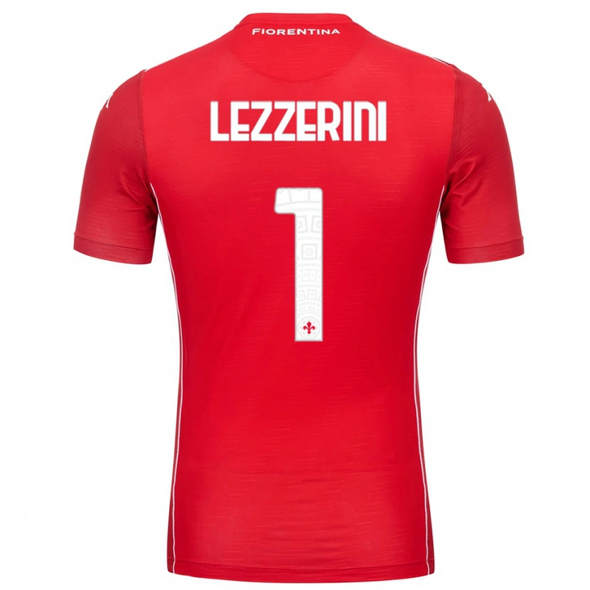 Danxen Niño Camiseta Luca Lezzerini #1 Rojo Blanco Portero Equipación 2025/26 La Camisa