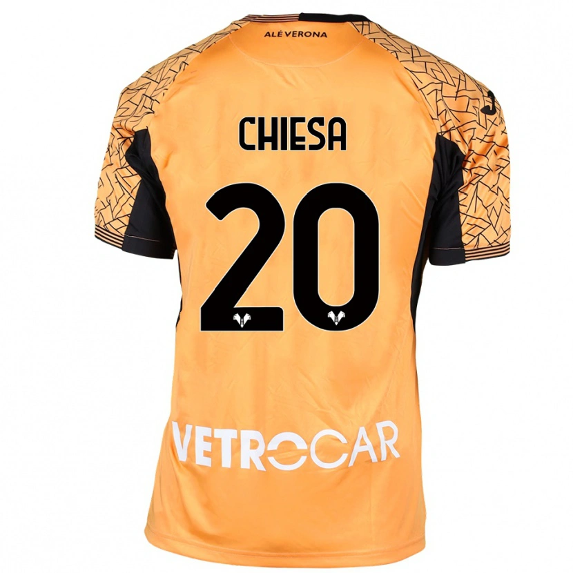 Danxen Niño Camiseta Mattia Chiesa #20 Naranja Negro Blanco Portero Equipación 2025/26 La Camisa