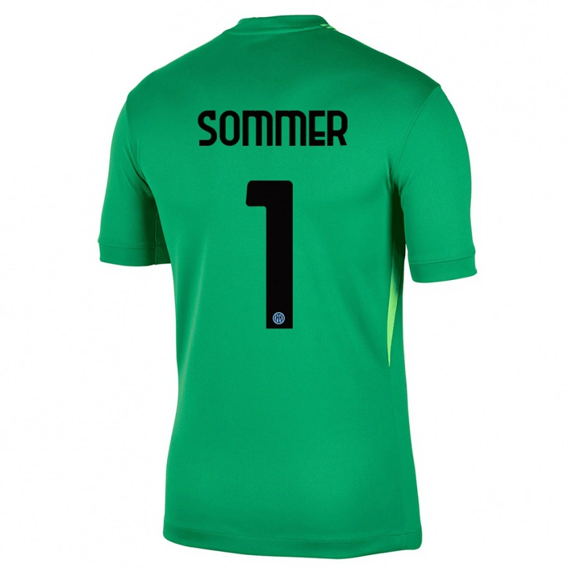Danxen Niño Camiseta Yann Sommer #1 Verde Claro Negro Portero Equipación 2025/26 La Camisa