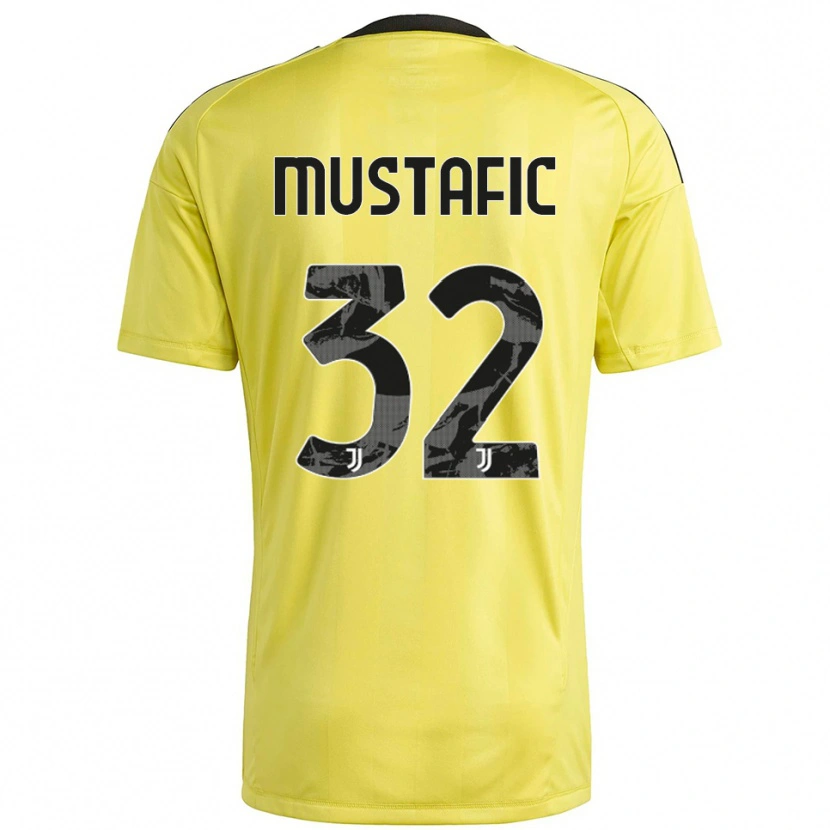 Danxen Niño Camiseta Emma Mustafic #32 Blanco Amarillo Portero Equipación 2025/26 La Camisa